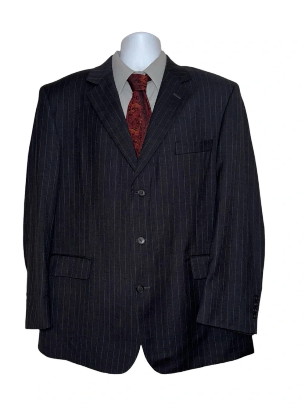 Men's Black Pinstripe 2 Piece Suit